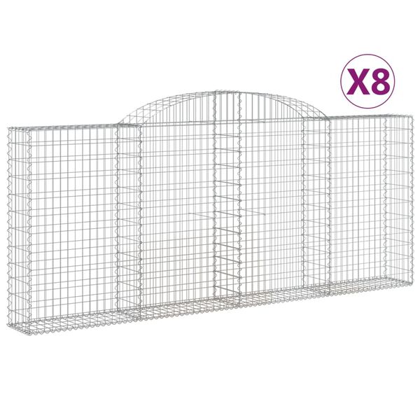 vidaXL Gabion Basket Set of 8 Silver Galvanized Iron