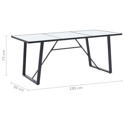 vidaXL Dining Table White 70.9"x35.4"x29.5" Tempered Glass