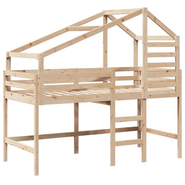 vidaXL Loft Bed Pine Solid pine wood 31.5 x 79 in Loft Bed Rectangular
