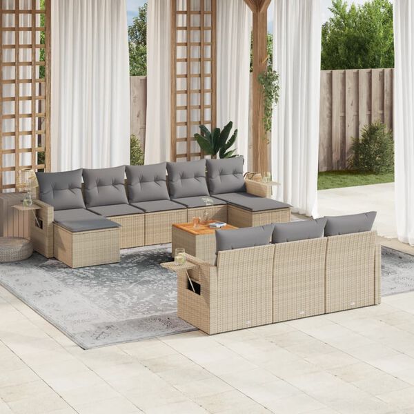 vidaXL Garden Sofa Set Beige, Light Gray