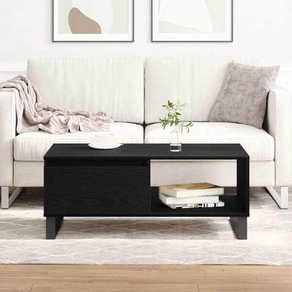 vidaXL Coffee Table Black Oak 35.43 x 19.69 x 14.37 in Engineered Wood