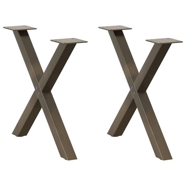 vidaXL Coffee Table Legs X-Shaped 2 pcs Natural Steel 19.7x(16.5-16.9)" Steel