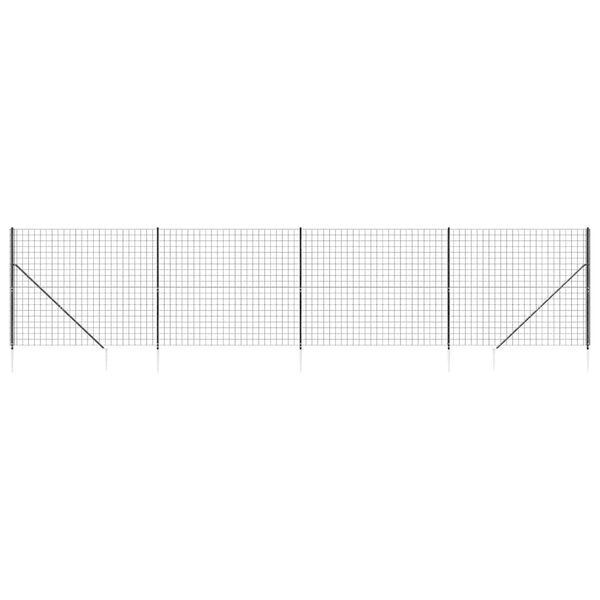 vidaXL Wire Mesh Fence with Spike Anchors Anthracite 6.6x32.8'