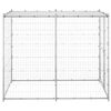 vidaXL Dog Kennel Silver Galvanized steel, PE Large Locks Dog Kennel