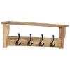 vidaXL Coat Rack Natural wood, Black Solid mango wood, Iron Large