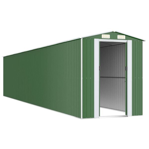 vidaXL Garden Shed Green Galvanized Steel Large Garden Shed