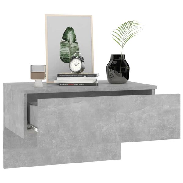 vidaXL Wall-mounted Bedside Cabinet Concrete grey Engineered wood Standard