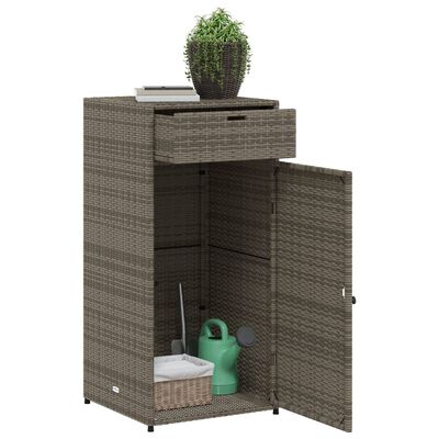 vidaXL Patio Storage Cabinet Gray 21.7"x21.7"x43.7" Poly Rattan