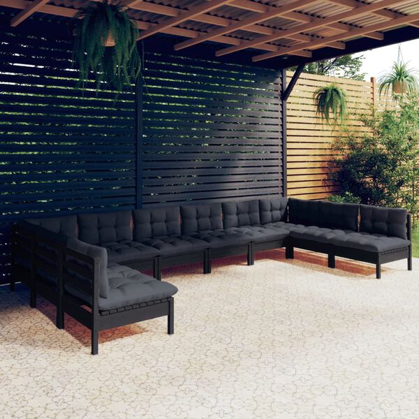 vidaXL Garden Lounge Set Black, Anthracite