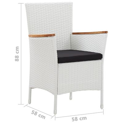 vidaXL Patio Chairs 2 pcs White Poly Rattan