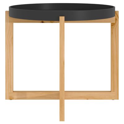 vidaXL Coffee Table Black 20.9"x20.9"x17.1" Engineered Wood&Solid Wood Pine