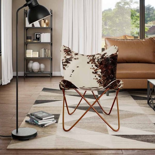 vidaXL Butterfly Chair Brown and White