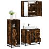 vidaXL Bathroom Furniture Set Smoked Oak Engineered Wood, Metal, Glass