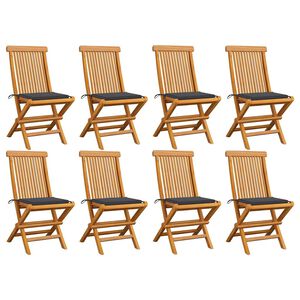 vidaXL Garden Chair Set of 8 Natural Wood Solid Teak Wood Standard