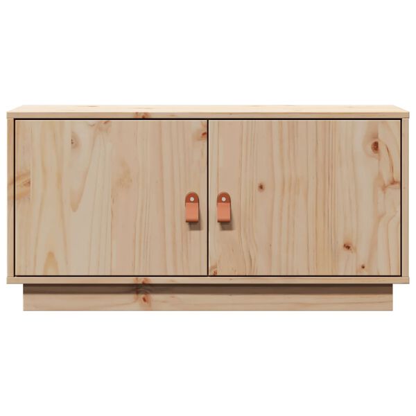 vidaXL TV Cabinet Natural Wood Solid Pine Wood Medium TV Cabinet