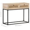 vidaXL Console Table Bleached wood, natural cane, black steel