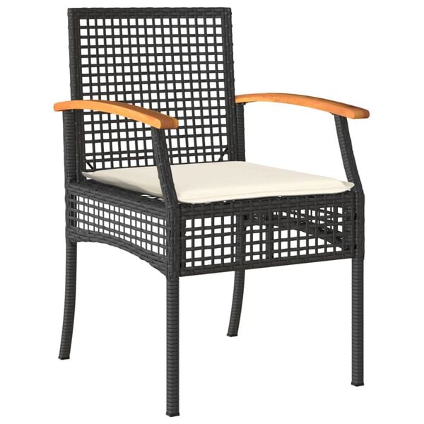 vidaXL Garden Dining Set Black, Cream White Poly Rattan Large