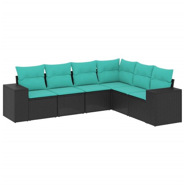 vidaXL Patio Sofa Set Black, Blue