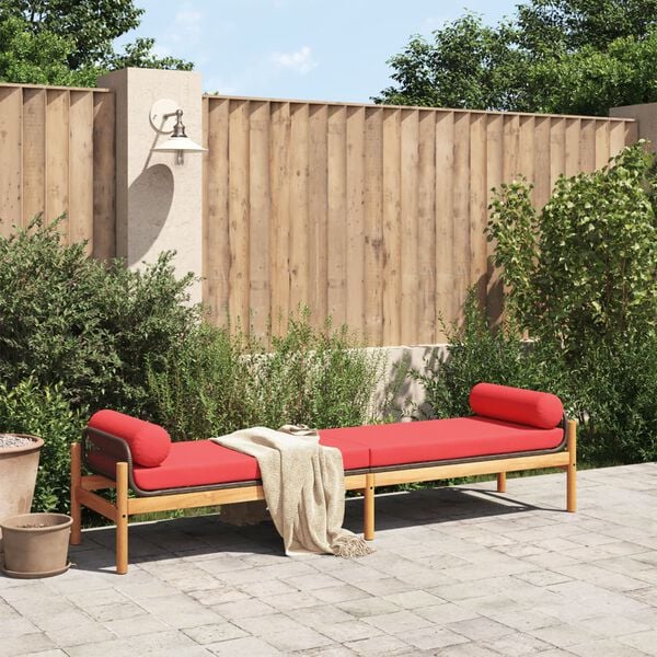 vidaXL Patio Bench Brown and Red PE Rattan Removable Covers Patio Bench