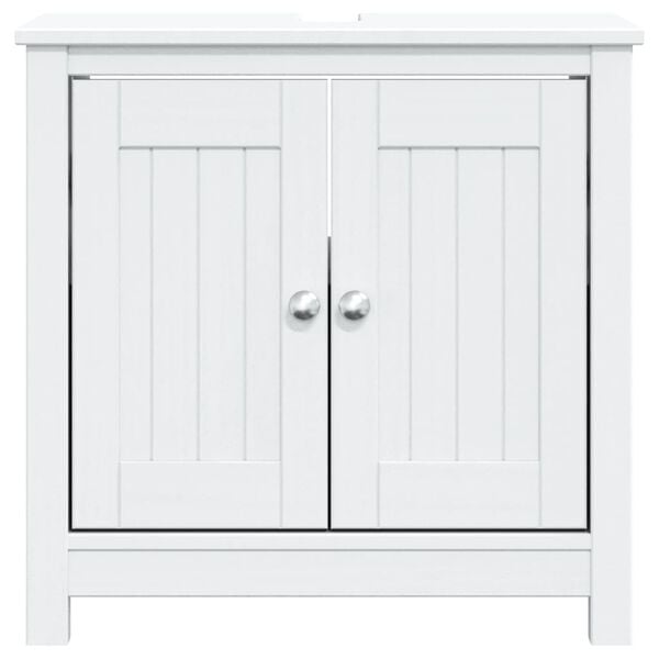 vidaXL Bathroom Sink Cabinet White Solid pine wood, engineered wood, metal