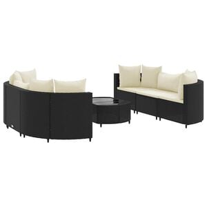 vidaXL Patio Sofa Set Set of 6 Black PE rattan