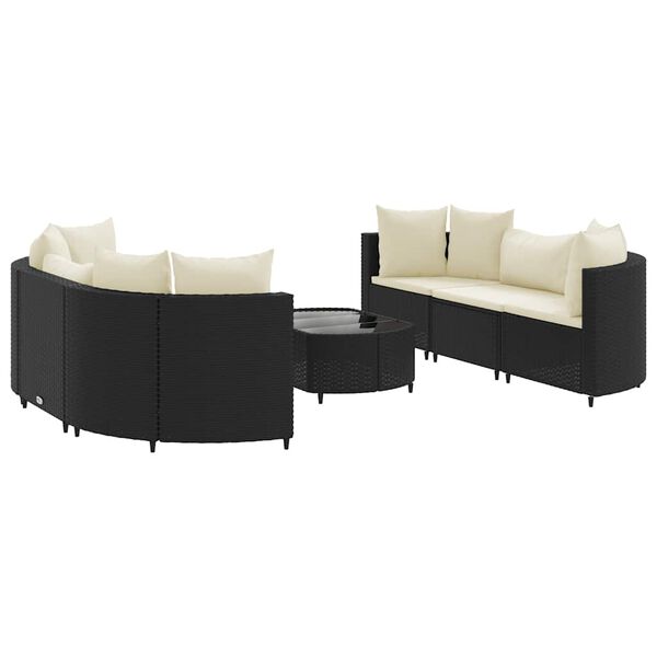 vidaXL Patio Sofa Set Set of 6 Black PE rattan
