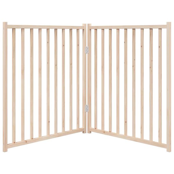 vidaXL Dog Gate Set of 2 Brown Solid Fir Wood 63 in Foldable