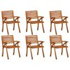 vidaXL Garden Chair Set of 6 Brown Solid acacia wood Standard Durable