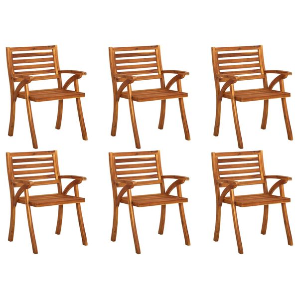 vidaXL Garden Chair Set of 6 Brown Solid acacia wood Standard Durable