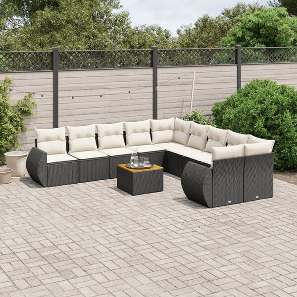 vidaXL Garden Sofa Set Black and Cream