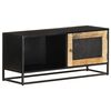 vidaXL TV Cabinet Black, Brown Rough Mango Wood, Iron, MDF Medium