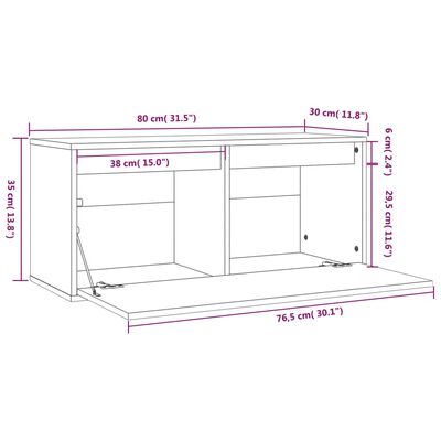 vidaXL Wall Cabinet Gray 31.5"x11.8"x13.8" Solid Wood Pine
