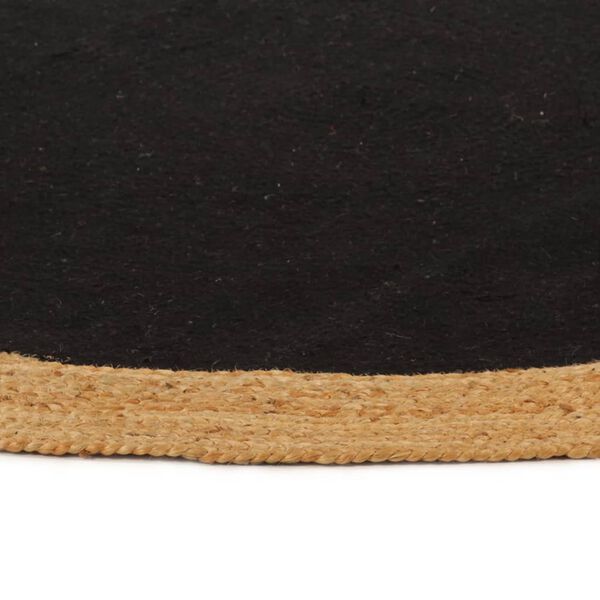 vidaXL Area Rug Black and Natural Jute, Cotton 59.1 in Diameter