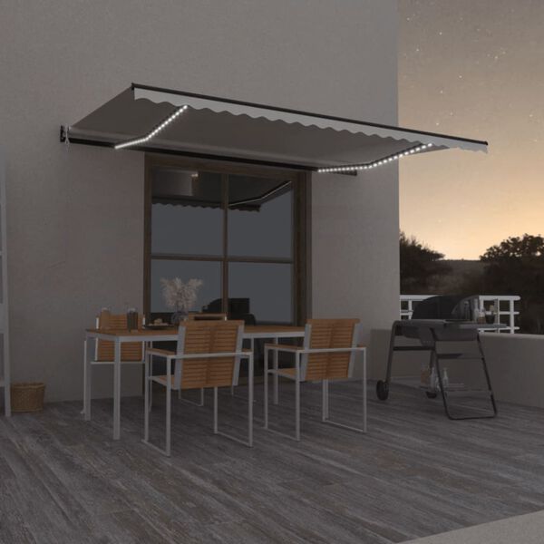 vidaXL Retractable Awning Cream Powder-coated aluminum Large Retractable