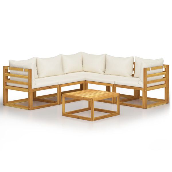 vidaXL Garden Lounge Set Cream Solid acacia wood Modular