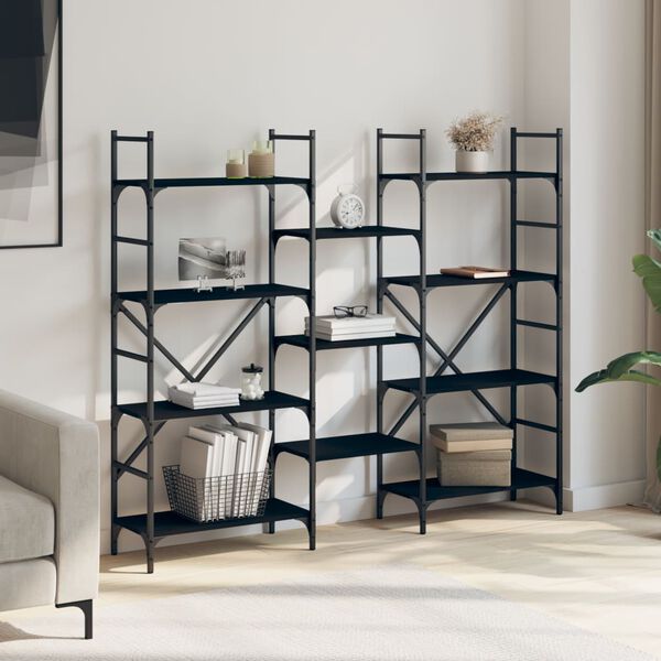 vidaXL Bookshelf Black Engineered Wood Tall Bookshelf Rectangular