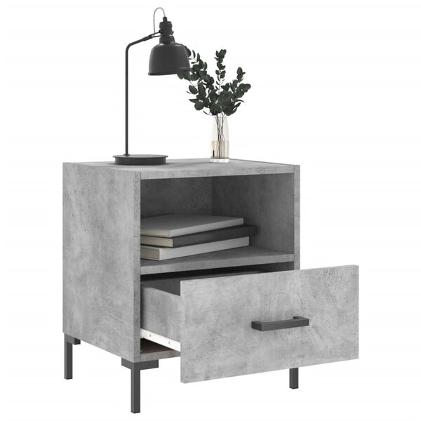vidaXL Bedside Cabinet Set of 2 Concrete grey Engineered wood, Iron