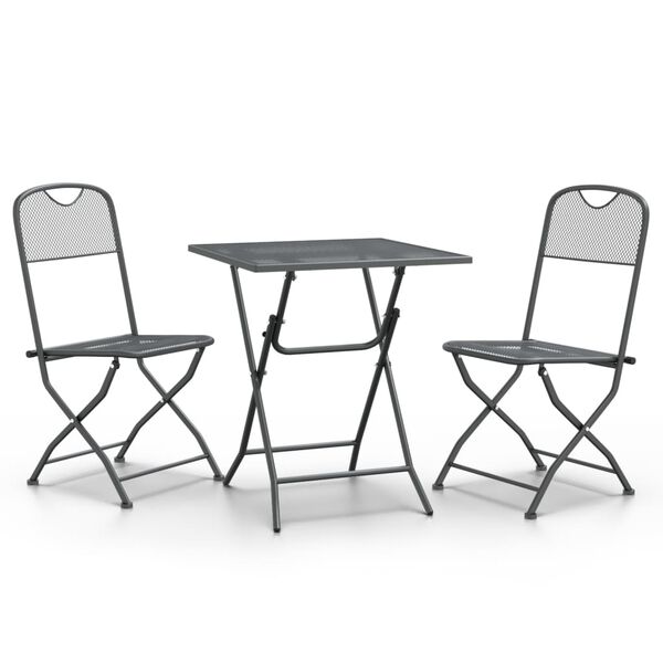 vidaXL Garden Dining Set Anthracite Expanded metal mesh Small Foldable