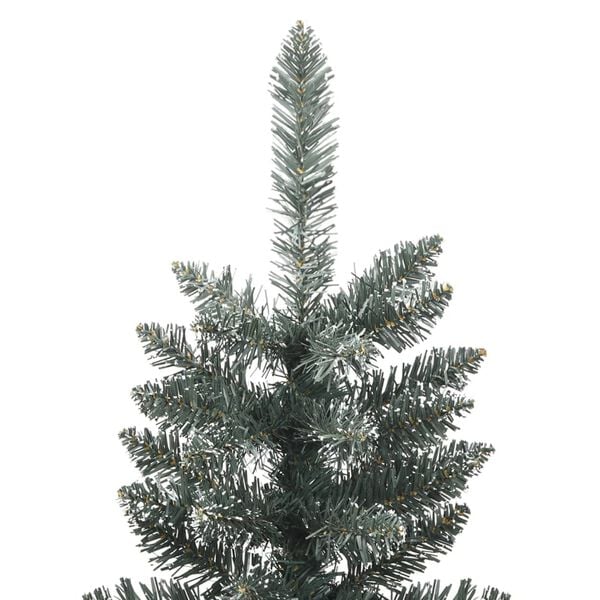 vidaXL Christmas Tree Green and white PVC, Steel 47.2 in high, slim