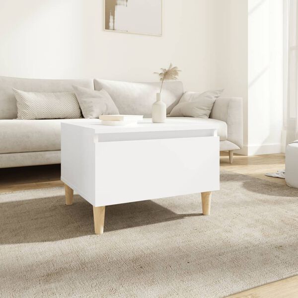 vidaXL Side Table White Engineered wood, solid eucalyptus wood Small