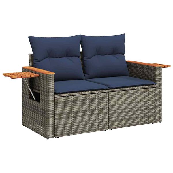vidaXL 5 Piece Patio Sofa Set with Cushions Gray Poly Rattan