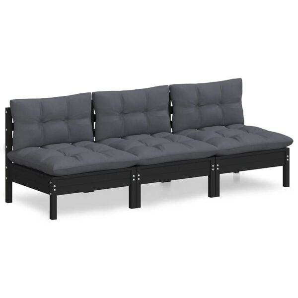 vidaXL 3-seater Garden Sofa Black, Anthracite