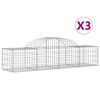 vidaXL Gabion Basket Set of 3 Silver Galvanized Iron Large