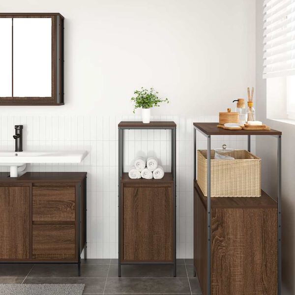 vidaXL Bathroom Cabinet Brown Oak Engineered wood, steel Adjustable Feet