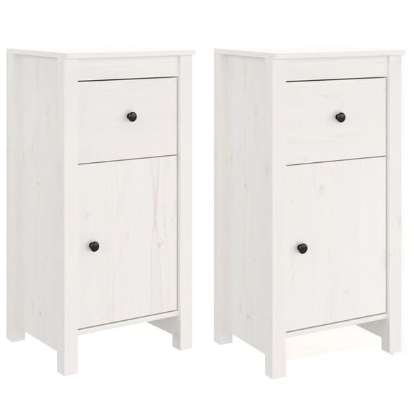 vidaXL Sideboard Set of 2 White Solid Pine Wood Medium