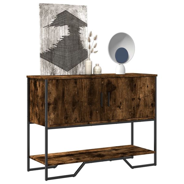 vidaXL Console Table Smoked Oak Engineered Wood, Metal Console Table