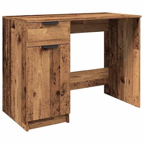 vidaXL Desk Old Wood Engineered Wood Medium Computer Desk Rectangular