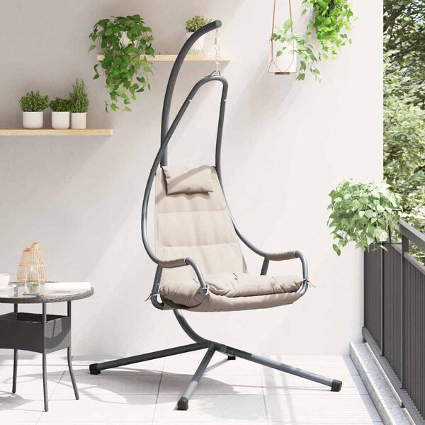 vidaXL Hanging Egg Chair Folding Taupe 37.01 x 42.13 x 77.36 in Steel