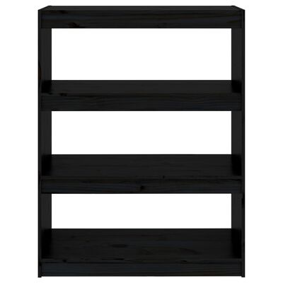 vidaXL Book Cabinet/Room Divider Black 31.5"x11.8"x40.7" Solid Wood Pine