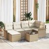 vidaXL Garden Sofa Set with Cushion 7 pcs Beige Poly Rattan